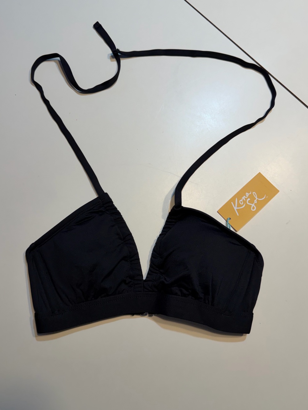 NWT XS Kona Sol black tie top bikini top